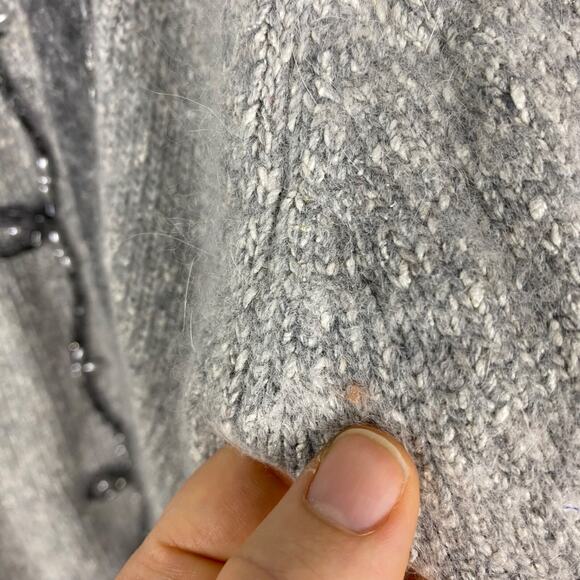 VTG Santoria Womens Beaded Sweater Size M Silk Blend Gray Ugly Christmas Glam - Picture 6 of 12